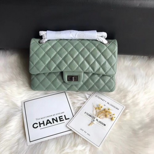 Chanel Flap Original Pelle di vacchetta 30225 Catena d'argento verde