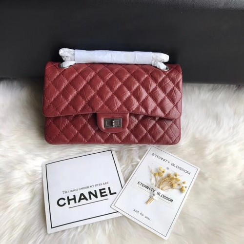 Chanel Flap originale in pelle di vacchetta 30225 rosso Catena d'argento
