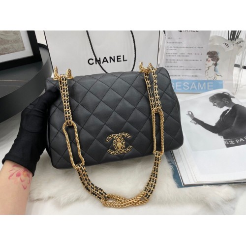 Chanel Flap originale borsa a tracolla in pelle di agnello AS2975 AS2976 nera
