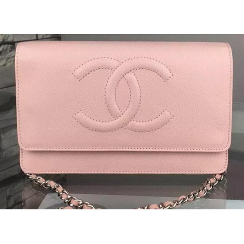 Borsa a tracolla con patta Chanel modello Cannage A5373 rosa