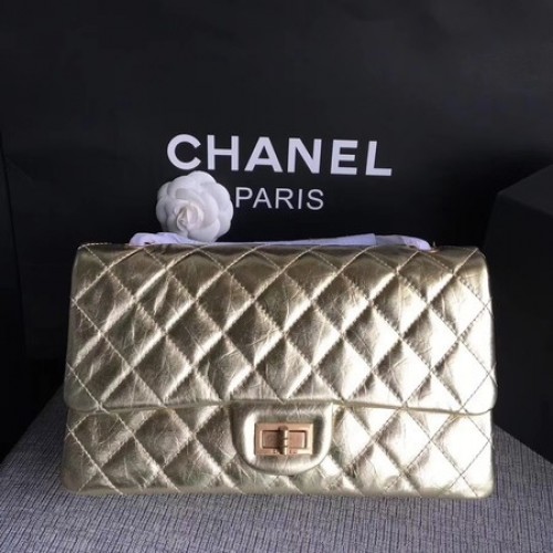 Borsa a tracolla con patta Chanel oro pelle di vitello originale 277 oro