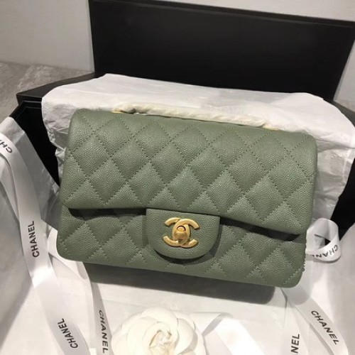 Borsa a tracolla con patta Chanel Original Caviar Leather CF1116 verde
