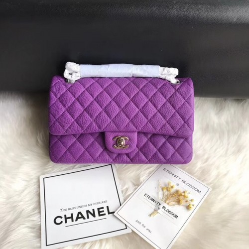 Chanel Flap Shoulder Bag Original Deer in pelle A1112 catena d'argento viola