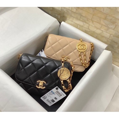 Borsa a tracolla con patta Chanel Pelle di montone originale AS2488