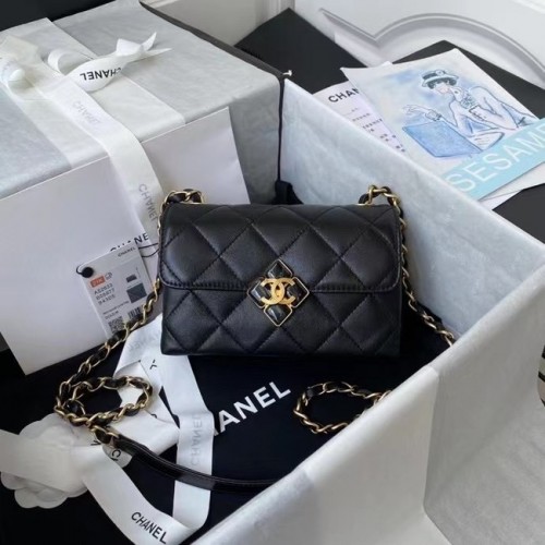 Borsa a tracolla con patta Chanel Pelle originale AS2633 nera