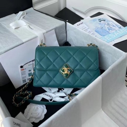 Chanel Flap Borsa a tracolla in pelle originale AS2634 verde