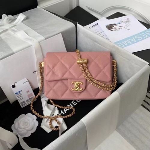 Borsa a tracolla con patta Chanel Pelle originale AS2855 rosa