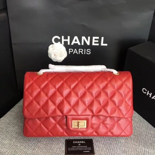 Borsa a tracolla con patta Chanel rossa in pelle di vitello originale 277 oro