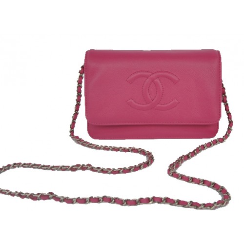 Borsa a tracolla con patta Chanel in pelle di vitello rosa CHA33817 argento