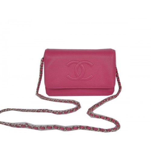 Borsa a tracolla con patta Chanel in pelle di vitello rosa CHA33818 argento