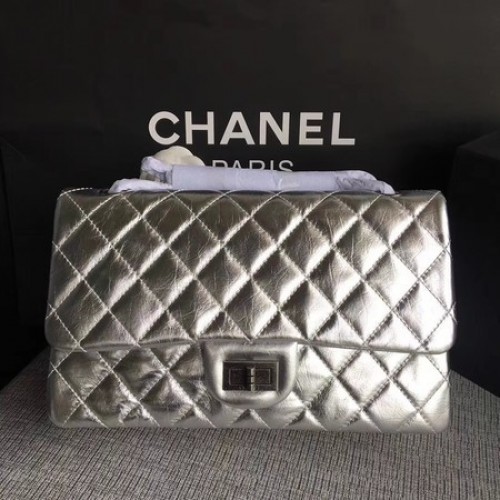 Borsa a tracolla con patta Chanel argento pelle di vitello originale 277 argento