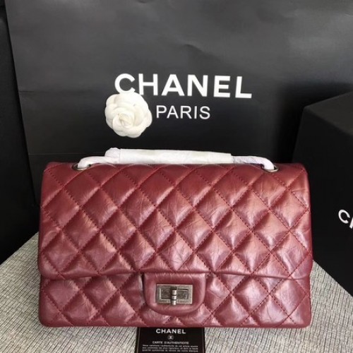 Borsa a tracolla con patta Chanel vino pelle di vitello originale 277 argento
