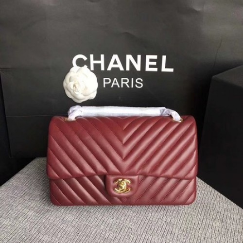 Borsa a tracolla con patta Chanel Vino Pelle di montone originale CF1112V Oro