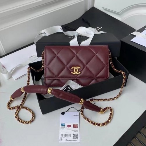 Chanel Flap Shoulder Bag mini Pelle originale AS2755 Vino