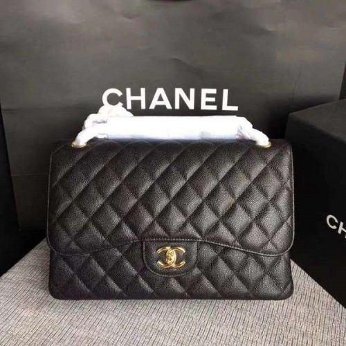 Borse a tracolla con patta Chanel nere in pelle di vitello originale CF1113 oro