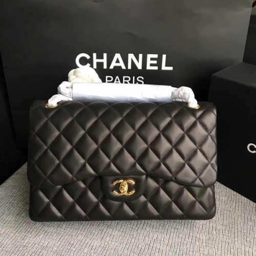 Borse a tracolla con patta Chanel Nero Pelle di agnello originale CF1113 Glod