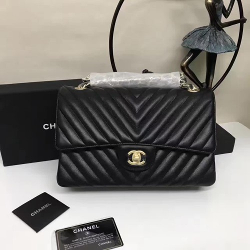 Borse a spalla con patta Chanel Pelle di montone nera A1112 Glod