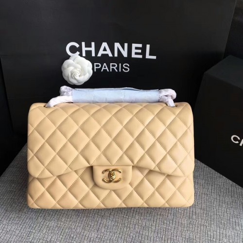 Borse a spalla con patta Chanel Cammello Pelle di agnello originale CF1113 Glod
