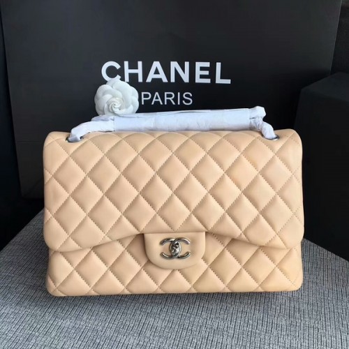 Borse a tracolla con patta Chanel Cammello Pelle di agnello originale CF1113 Argento