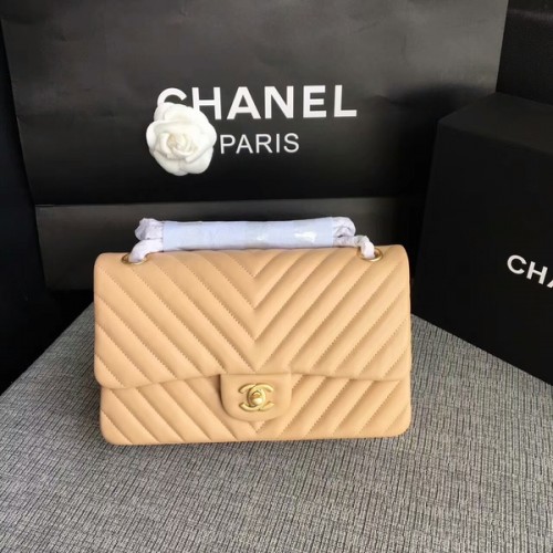 Borse a tracolla con patta Chanel Cammello pelle di pecora originale CF1112 oro