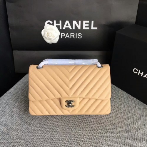 Borse a tracolla con patta Chanel Cammello Pelle di pecora originale CF1112 Argento