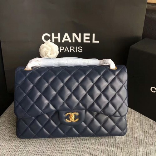 Borse a tracolla con patta Chanel Blu scuro Pelle di agnello originale CF1113 Glod