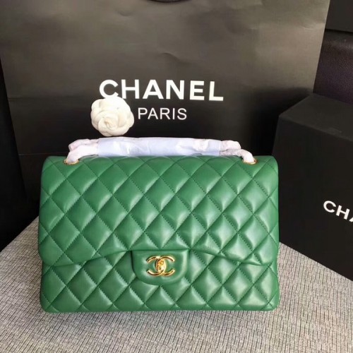 Chanel Flap Shoulder Bags Verde Pelle di agnello originale CF1113 Glod