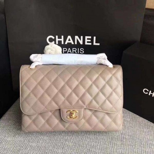 Borse a tracolla con patta Chanel Grigio Pelle di vitello originale CF1113 oro