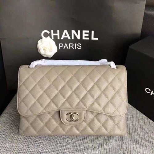 Borse a tracolla con patta Chanel Grigio Pelle di vitello originale CF1113 argento
