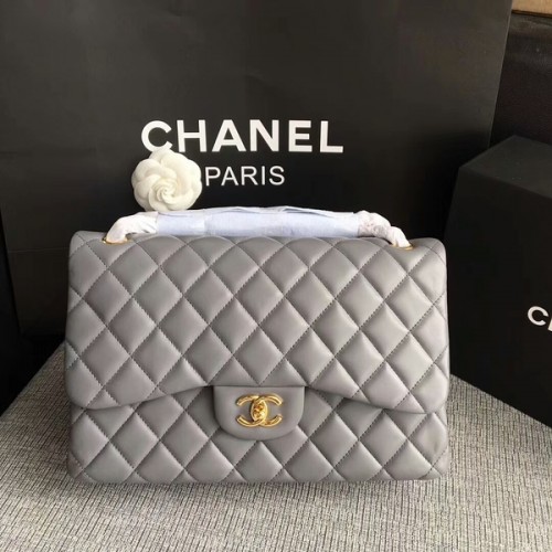 Borse a spalla con patta Chanel Grigio Pelle di agnello originale CF1113 Glod