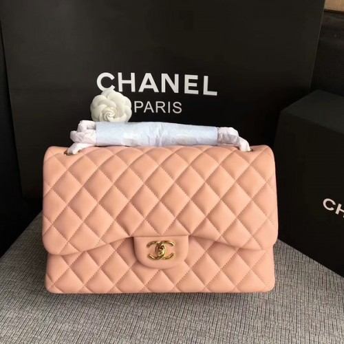 Borse a spalla con patta Chanel Rosa chiaro Pelle di agnello originale CF1113 Glod
