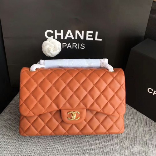 Borse a tracolla con patta Chanel Arancione Pelle di agnello originale CF1113 Glod