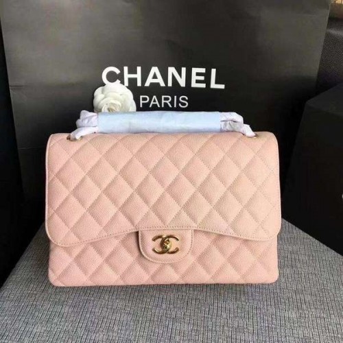 Borse a tracolla con patta Chanel rosa pelle di vitello originale CF1113 oro