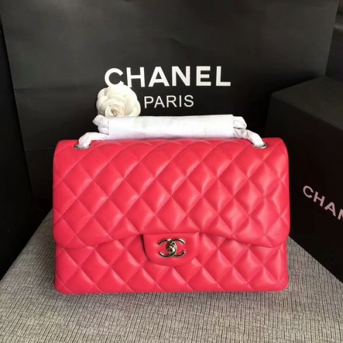 Borse a spalla con patta Chanel rosa pelle di agnello originale CF1113 argento