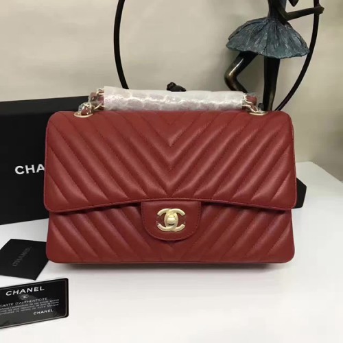 Borse a spalla con patta Chanel Pelle di montone rossa A1112 Glod