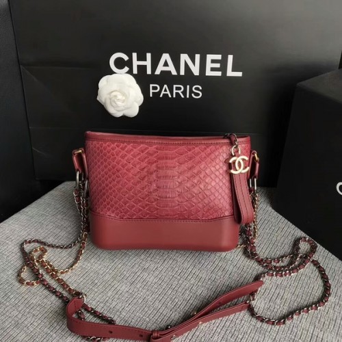 Chanel Gabrielle Mini borsa a tracolla originale in pelle di pitone 8122A marrone