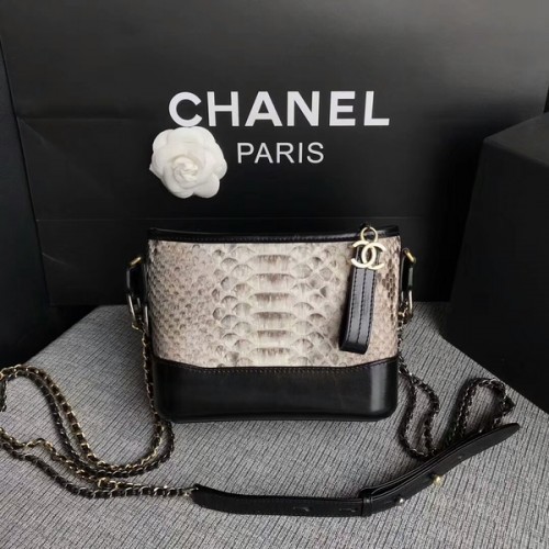 Borsa a tracolla mini Chanel Gabrielle in pelle di pitone originale 8122A bianca