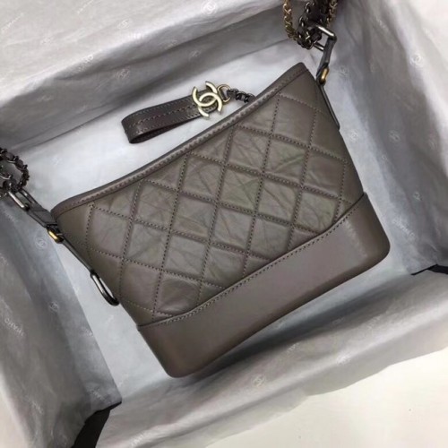 Borsa a tracolla Chanel Gabrielle Original in pelle di vitello 93841 grigia