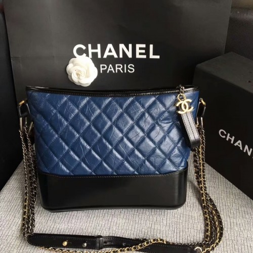Borsa a tracolla Chanel Gabrielle in pelle di vitello originale A93842 blu