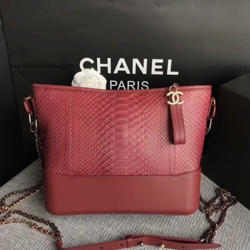 Chanel Gabrielle Borsa a tracolla originale in pelle di pitone A93842 Marrone