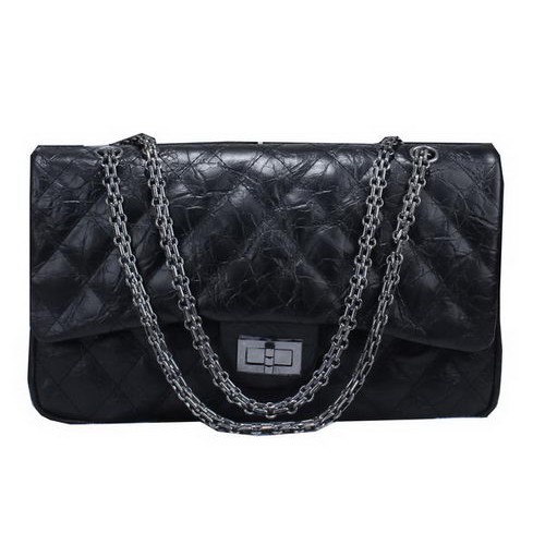 Chanel Borsa classica con patta in pelle screpolata smaltata A30225 nera