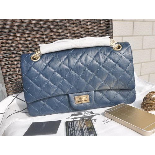 Chanel Borsa classica con patta in pelle screpolata smaltata A30225 Royal