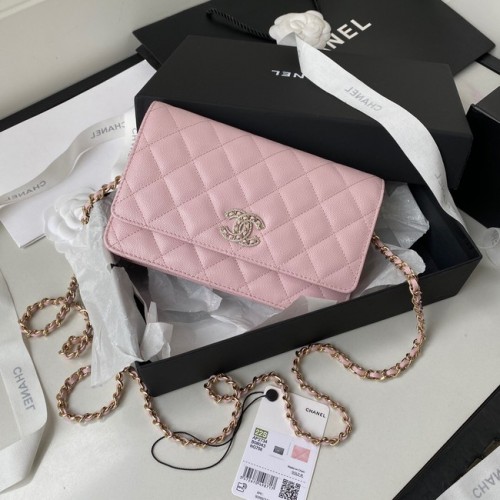 Borsa a tracolla piccola Chanel in pelle di vitello granulata AP2734 rosa