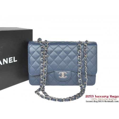 Chanel Jumbo A36076 Borsa con patta blu classica Cannage Patterns