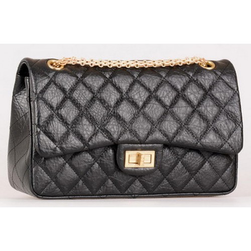 Borsa Chanel Jumbo classica con patta in pelle di vitello nera A28668 oro
