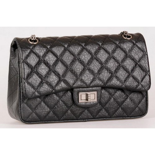 Borsa Chanel Jumbo classica con patta in pelle di vitello nera A28668 argento