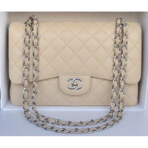 Borsa Chanel Jumbo Double Flaps Albicocca Modello Cannage A36097 Argento