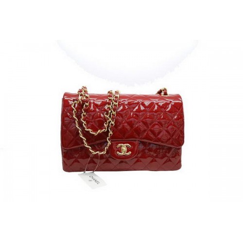 Hot Style Chanel Jumbo Double Flaps Bag Red Original Patent Leather A36097 oro