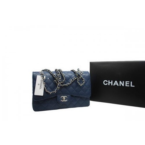 Novità 2012 Chanel Jumbo Double Flaps Bag Royalblue Original Caviar Leather A36097 Argento