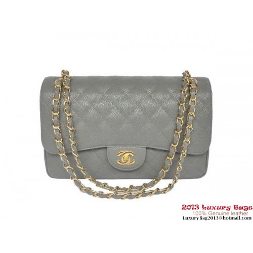 Chanel Jumbo Quilted Classic Cannage Patterns Borsa con patta A58600 oro grigio